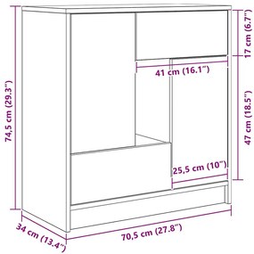 Συρταριέρα με Συρτάρια και Πόρτες 70,5x34x74,5 εκ - Καφέ