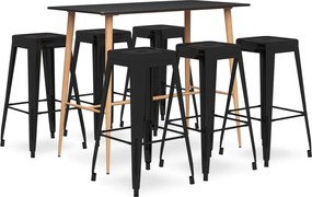 vidaXL Σετ Επίπλων Μπαρ 7 Τεμαχίων Μαύρο