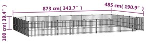 vidaXL Κλουβί Σκύλου Εξωτερικού Χώρου 42,34 μ² από Ατσάλι
