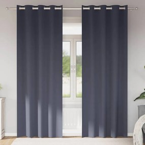 vidaXL Κουρτίνες Μαύρης Ύφανσης με Δαχτυλίδια 2 pcs Ανθρακί