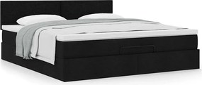 vidaXL Οθωμανικό κρεβάτι με στρώμα Μαύρο 160x200cm Ύφασμα