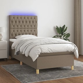 ΚΡΕΒΑΤΙ BOXSPRING ΜΕ ΣΤΡΩΜΑ &amp; LED TAUPE 80X200 ΕΚ. ΥΦΑΣΜΑΤΙΝΟ 3135633