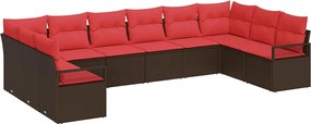 vidaXL Σετ Καναπέ με μαξιλάρι 10 pcs Καφέ συνθετικό ρατάν