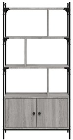 vidaXL Βιβλιοθήκη με Πόρτες Γκρι Sonoma 76,5x30x154,5 εκ. Επεξ. Ξύλο
