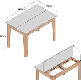 Stewehome Τραπέζι κουζίνας Λευκό / Καρυδιά 110x72x75 cm