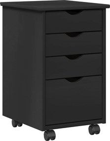 vidaXL Κινητό Ντουλάπι με τροχούς Μαύρο 34 x 39 x 56 εκ Στερεό πεύκο