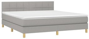 vidaXL Κρεβάτι Boxspring με Στρώμα &amp; LED Αν.Γκρι 160x200 εκ Υφασμάτινο