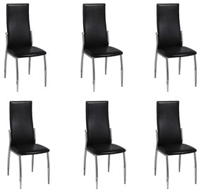Καρέκλες Τραπεζαρίας 6 τεμ. Μαύρες από Συνθετικό Δέρμα - Μαύρο