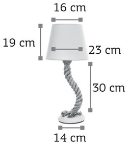 InLight Επιτραπέζιο φωτιστικό από καφέ σχοινί και υφασμάτινο καπέλο (3433-WH)