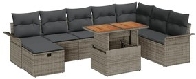 vidaXL Σετ Καναπέ Κήπου με μαξιλάρι 9 pcs Γκρι συνθετικό ρατάν