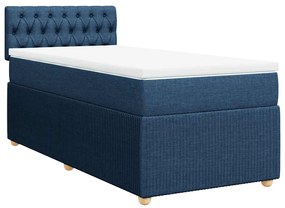 vidaXL Κρεβάτι Boxspring με Στρώμα Μπλε 90x190 εκ.Υφασμάτινο