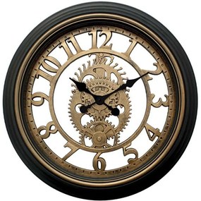 Ρολόι Τοίχου 280-125-039 50x50x6cm Black-Gold Πλαστικό, Γυαλί
