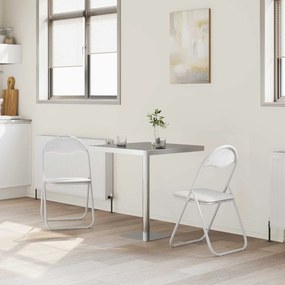 vidaXL Πτυσσόμενη Καρέκλα 2 pcs Τεχνητό Δέρμα Λευκό 48 x 43,5 x 81 εκ.