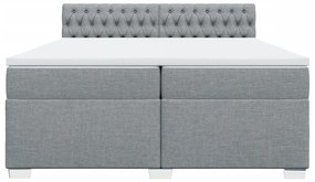 vidaXL Κρεβάτι Boxspring με Στρώμα Ανοιχτό Γκρι 200x200 εκ. Υφασμάτινο