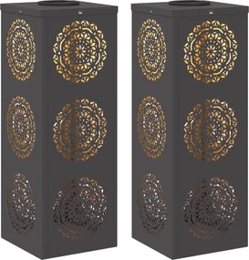 vidaXL Ηλιακό LED Φως Δρόμου 2 pcs Μαύρο Κρύο Ρολαρισμένο Χάλυβα