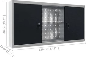 vidaXL Πάγκος Εργασίας με Τρία Πάνελ Τοίχου και Ένα Ντουλάπι