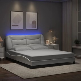 vidaXL Πλαίσιο κρεβατιού με LED χωρίς στρώμα Hvar Λευκό 160x200εκ.