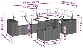 Σετ Καναπέ Κήπου 6 τεμ. Μπεζ Συνθετικό Ρατάν με Μαξιλάρια - Μπεζ