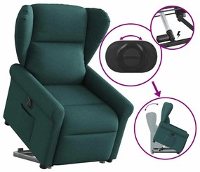 vidaXL Πολυθρόνα Ηλεκ. Ανακλ. Ανύψωση Σκ. Πράσινο Υφασμάτινη