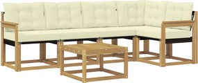 vidaXL Σειρά Καναπέ Εξωτερικού με μαξιλάρι 6 pcs Λευκό και Κρεμ