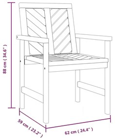 Καρέκλες Τραπεζαρίας Κήπου 3 τεμ. από Μασίφ Ξύλο Ακακίας - Καφέ