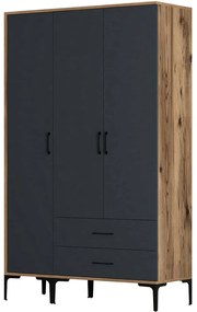 Ντουλάπα Τρίφυλλη Kumsal 845HCT5459 120x47,5x201,4cm Walnut-Anthracite Τρίφυλλη