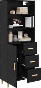 vidaXL Highboard Μαύρη Οξυά 69,5 x 32,5 x 180 εκ Επεξεργασμένο ξύλο