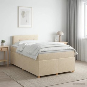 vidaXL Κρεβάτι box spring με στρώμα Κρεμ 120 x 200 cm Ύφασμα
