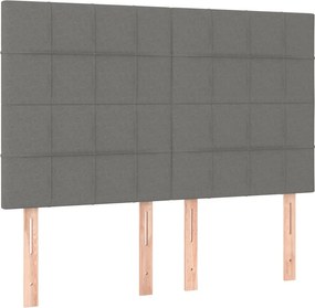 vidaXL Κρεβάτι Boxspring με Στρώμα &amp; LED Σκ.Γκρι 140x190εκ. Υφασμάτινο