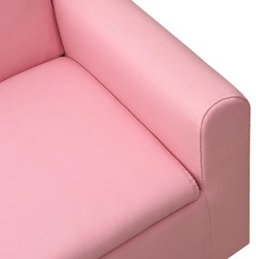 vidaXL Καναπεδάκι Παιδικό Διθέσιο Ροζ από Συνθετικό Δέρμα