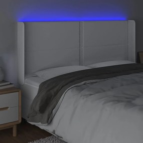vidaXL Κεφαλάρι Κρεβατιού LED Λευκό 163x16x118/128 εκ. Συνθετ. Δέρμα