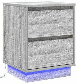 vidaXL Κομοδίνο με συρτάρι Γκρι 39 x 34.5 x 50 εκ. Επεξεργασμένο ξύλο