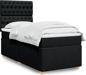 vidaXL Κρεβάτι Boxspring με Στρώμα Μαύρο 80 x 200 εκ. Υφασμάτινο