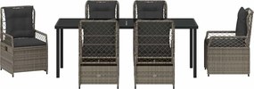 vidaXL Σέτ φαγητού για κήπο 7 pcs Γκρι συνθετικό ρατάν