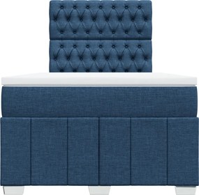 vidaXL Κρεβάτι Boxspring με Στρώμα Μπλε 120x190 εκ. Υφασμάτινο