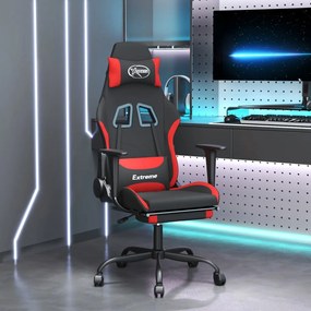 Καρέκλα Gaming Μαύρη/κόκκινο Ύφασμα με Υποπόδιο