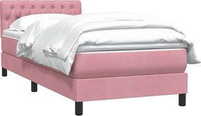 vidaXL Κρεβάτι Boxspring με Στρώμα Ροζ 90x220 εκ. Βελούδινο