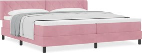 vidaXL Κρεβάτι με ελατήρια με στρώμα Ροζ 200 x 200 cm Πολυεστέρας