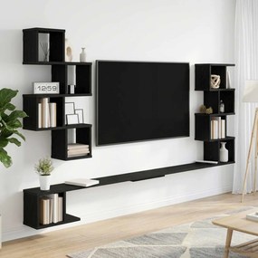 vidaXL Ράφι Τηλεόρασης Τοίχου Μαύρη Δρυς 200 x 15 x 94 εκ
