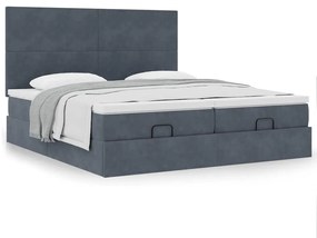 Οθωμανικό κρεβάτι με στρώματα Σκούρο γκρι 160x200cm Velvet