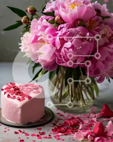 Σετ των 2 Intra Συλλεκτικό Ξύλινο Παζλ Plywood 4mm - Κέικ σε σχήμα καρδιάς με λουλούδια και κομφετί Σε Ξύλινο Κουτί - Διαστάσεις: 10x10 cm – 25 κομμάτια