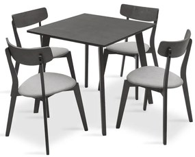 Tραπεζαρία Benson - Toto pakoworld σετ 5τμχ rustic grey - ύφασμα grey 80x80x75εκ