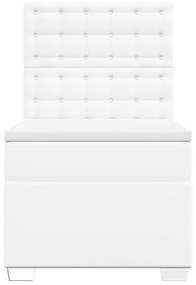 vidaXL Κρεβάτι Boxspring με Στρώμα Λευκό 90x200εκ. από Συνθετικό Δέρμα