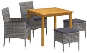 vidaXL Σετ Τραπεζαρίας Κήπου 5 Τεμαχίων Γκρι