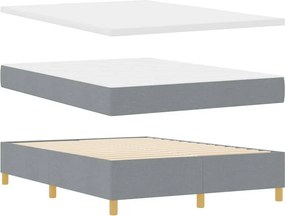vidaXL LED Κρεβάτι με βάθρο Ανοιχτό γκρι 160 x 200 cm ύφασμα
