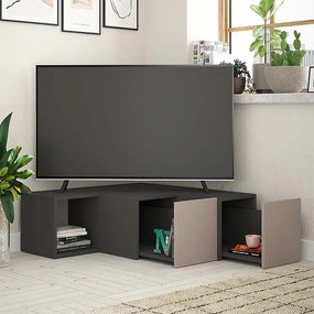 Έπιπλο τηλεόρασης γωνιακό Compact Megapap χρώμα ανθρακί - ανοιχτή μόκα 94,2x90,6x31,4εκ.