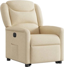 vidaXL Πολυθρόνα Ηλεκ. Ανακλινόμενη με Ανύψωση Κρεμ Υφασμάτινη
