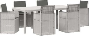 vidaXL Σέτ φαγητού για κήπο με μαξιλάρι 7 pcs Άσπρο και Ανθρακί PP