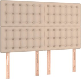 vidaXL Κρεβάτι Boxspring με Στρώμα Καπουτσίνο 140x200εκ.από Συνθ.Δέρμα