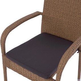 Καρέκλα - Πολυθρόνα ANISHA C5685.02 Μεταλλική με Καφέ - Μόκα Wicker και Μαξιλάρι Στοιβαζόμενη 56x60x94 εκ. 56x60x94 εκ.